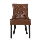 Sedia da pranzo trapuntata in similpelle marrone scuro, set da 6