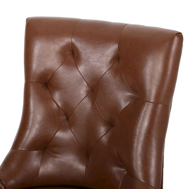 Sedia da pranzo trapuntata in similpelle marrone scuro, set da 6