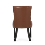 Sedia da pranzo trapuntata in similpelle marrone scuro, set da 6