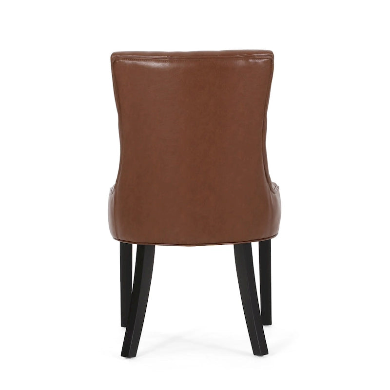 Sedia da pranzo trapuntata in similpelle marrone scuro, set da 6