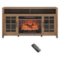 Supporto TV da 55" con camino elettrico integrato, Marrone Rustico