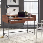 Scrivania in noce con cassetti, stile industriale, 1 persona
