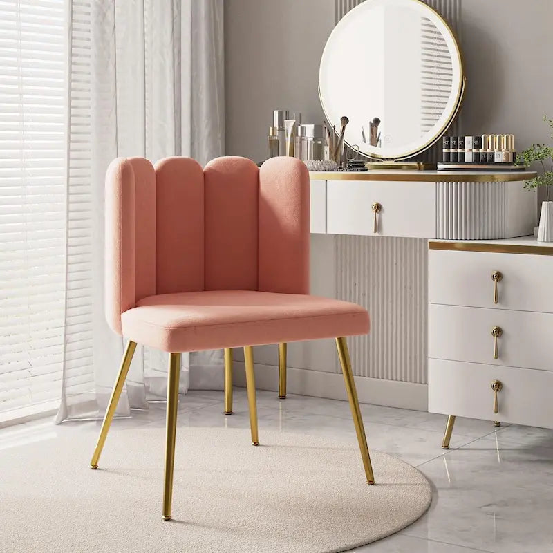 Sedia laterale trapuntata in velluto con gambe in metallo dorato, sedile singolo, 16 colori