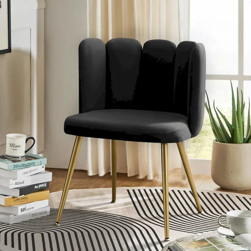 Sedia laterale trapuntata in velluto con gambe in metallo dorato, sedile singolo, 16 colori