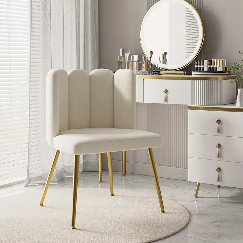 Sedia laterale trapuntata in velluto con gambe in metallo dorato, sedile singolo, 16 colori