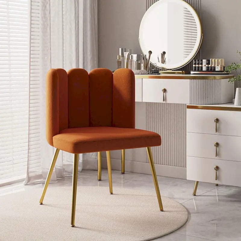 Sedia laterale trapuntata in velluto con gambe in metallo dorato, sedile singolo, 16 colori