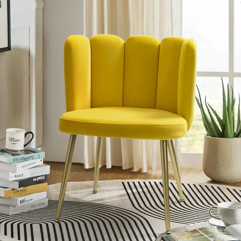 Sedia laterale trapuntata in velluto con gambe in metallo dorato, sedile singolo, 16 colori