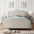 Letto a piattaforma imbottito trapuntato Queen-Size avorio/grigio