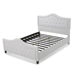 Letto a piattaforma imbottito trapuntato Queen-Size avorio/grigio