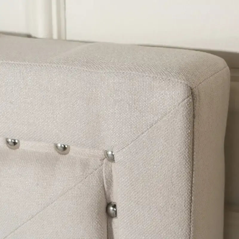 Letto a piattaforma imbottito trapuntato Queen-Size avorio/grigio