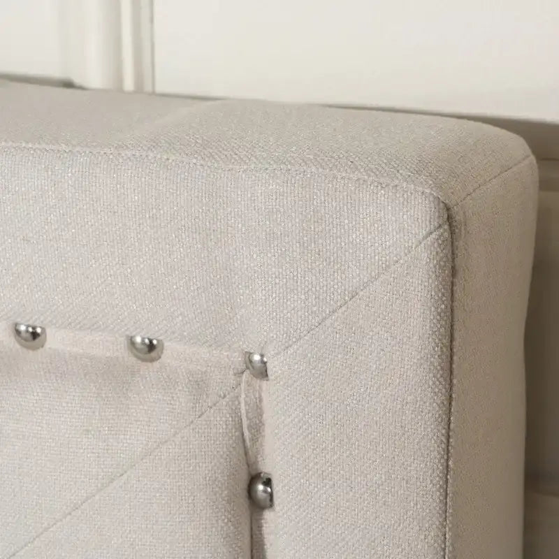 Letto a piattaforma imbottito trapuntato Queen-Size avorio/grigio