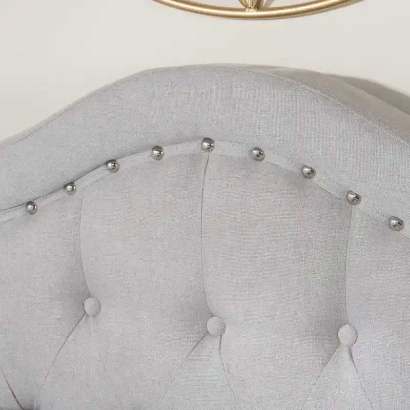 Letto a piattaforma imbottito trapuntato Queen-Size avorio/grigio