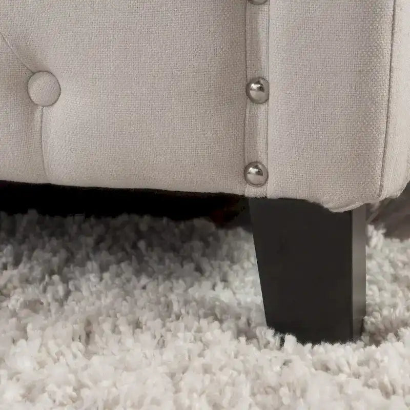 Letto a piattaforma imbottito trapuntato Queen-Size avorio/grigio