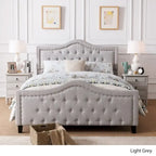 Letto a piattaforma imbottito trapuntato Queen-Size avorio/grigio