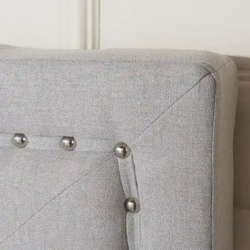 Letto a piattaforma imbottito trapuntato Queen-Size avorio/grigio