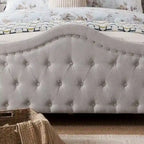 Letto a piattaforma imbottito trapuntato Queen-Size avorio/grigio