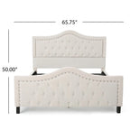 Letto a piattaforma imbottito trapuntato Queen-Size avorio/grigio