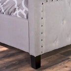 Letto a piattaforma imbottito trapuntato Queen-Size avorio/grigio