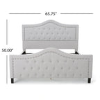 Letto a piattaforma imbottito trapuntato Queen-Size avorio/grigio