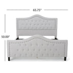 Letto a piattaforma imbottito trapuntato Queen-Size avorio/grigio