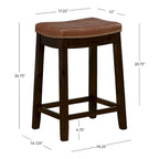 Sgabello da bancone in similpelle color cognac, struttura in legno espresso, seduta singola