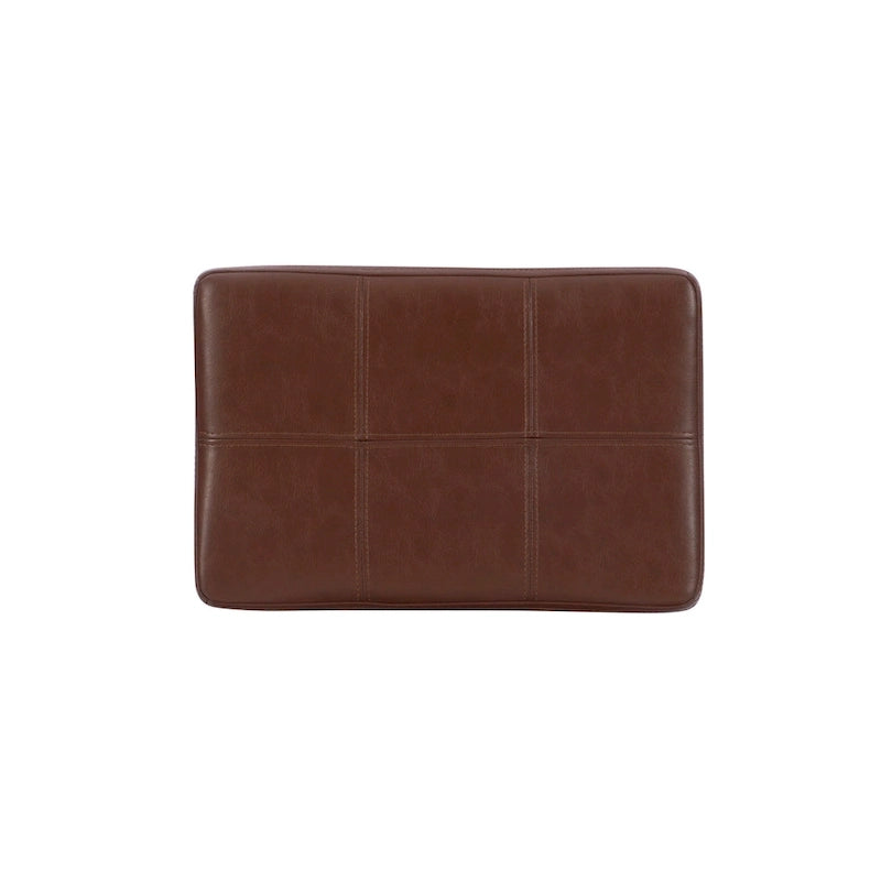 Sgabello da bancone in similpelle color cognac, struttura in legno espresso, seduta singola