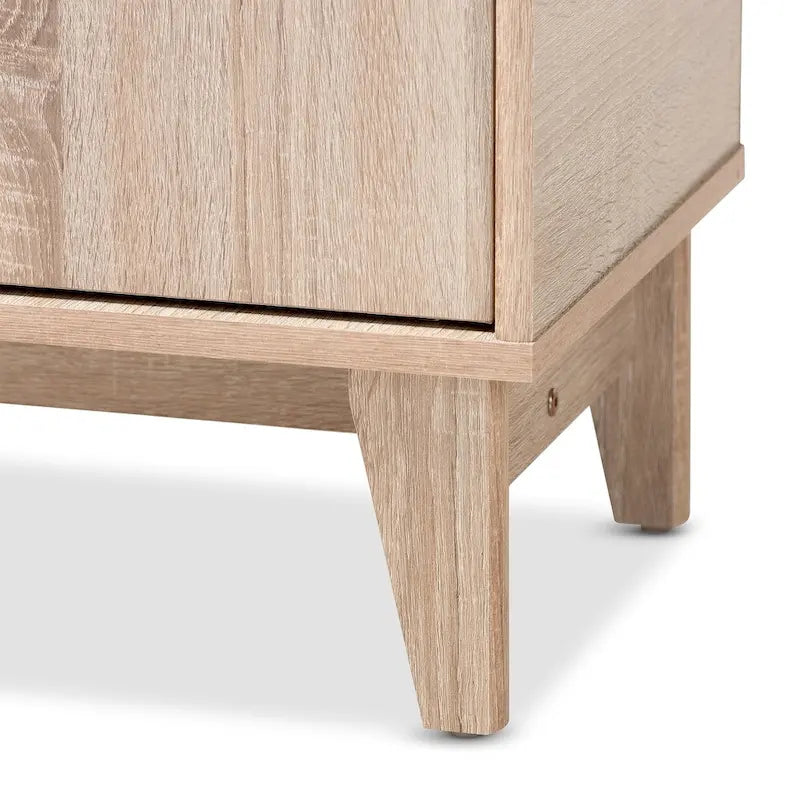 Scarpiera Mid-Century Rovere/Grigio con Cassetto, 2 Ante, per 10 Paia