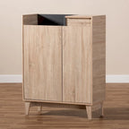 Scarpiera Mid-Century Rovere/Grigio con Cassetto, 2 Ante, per 10 Paia