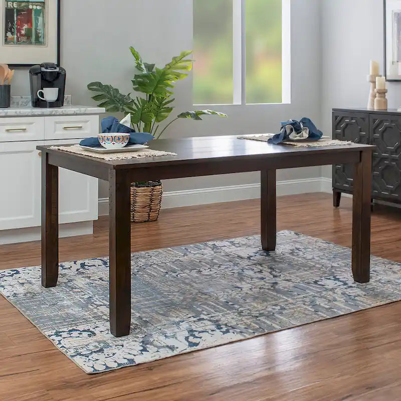 Set sala da pranzo da 6 pezzi in stile rustico beige/marrone, 6 posti a sedere