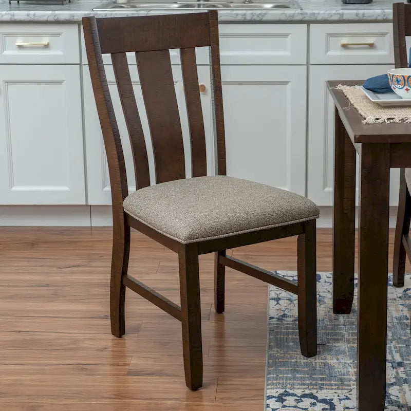 Set sala da pranzo da 6 pezzi in stile rustico beige/marrone, 6 posti a sedere