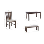 Set sala da pranzo da 6 pezzi in stile rustico beige/marrone, 6 posti a sedere
