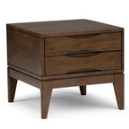 Tavolino quadrato con 2 cassetti noce/teak marrone – In legno massello di gomma