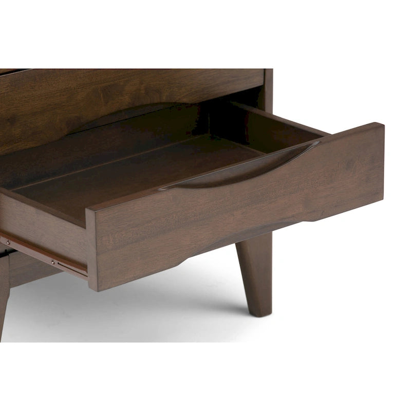 Tavolino quadrato con 2 cassetti noce/teak marrone – In legno massello di gomma