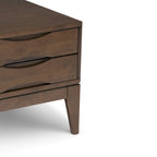 Tavolino quadrato con 2 cassetti noce/teak marrone – In legno massello di gomma