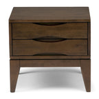 Tavolino quadrato con 2 cassetti noce/teak marrone – In legno massello di gomma