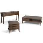 Tavolino quadrato con 2 cassetti noce/teak marrone – In legno massello di gomma
