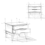 Tavolino quadrato con 2 cassetti noce/teak marrone – In legno massello di gomma