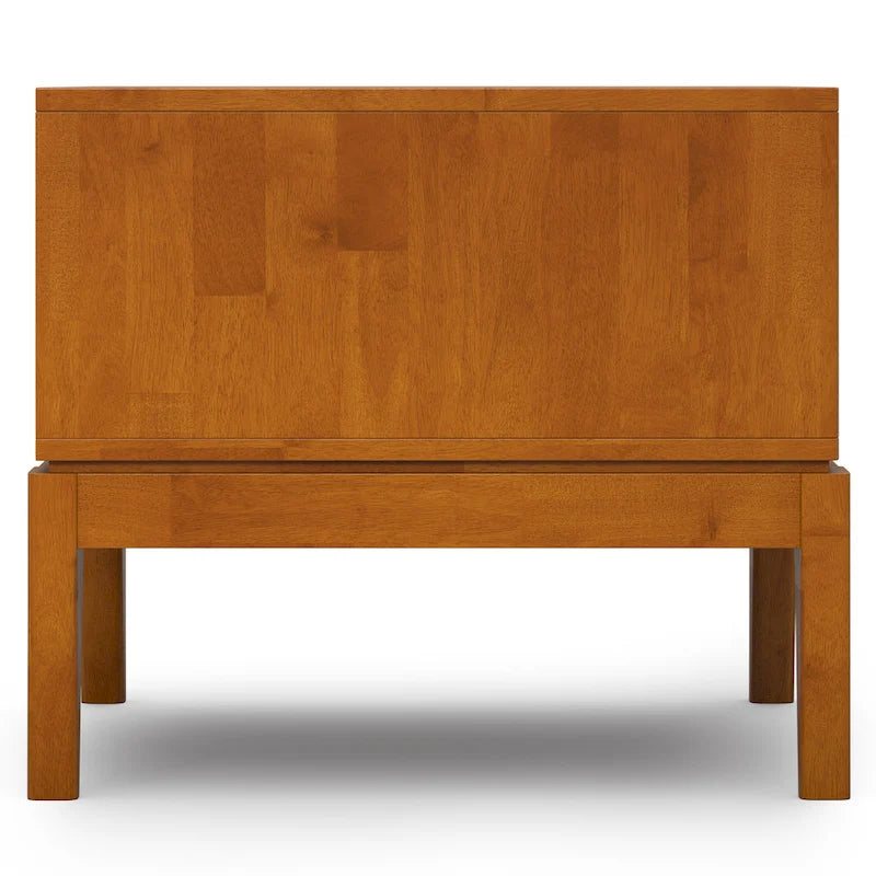 Tavolino quadrato con 2 cassetti noce/teak marrone – In legno massello di gomma