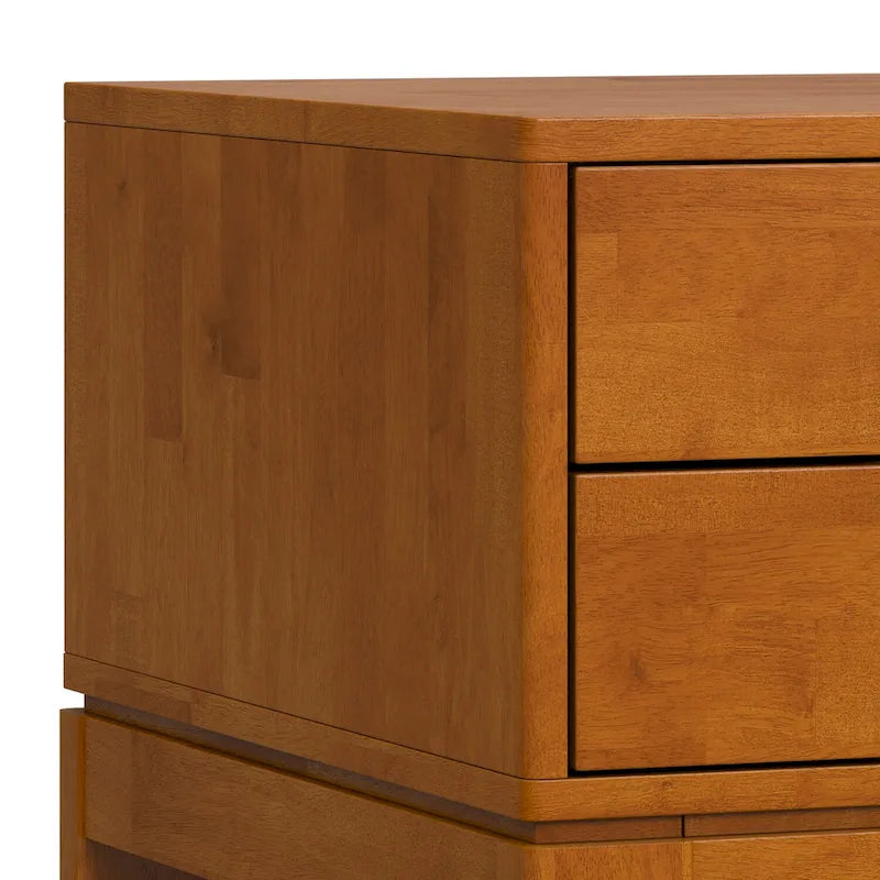 Tavolino quadrato con 2 cassetti noce/teak marrone – In legno massello di gomma