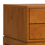 Tavolino quadrato con 2 cassetti noce/teak marrone – In legno massello di gomma