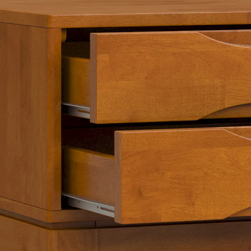 Tavolino quadrato con 2 cassetti noce/teak marrone – In legno massello di gomma