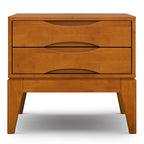 Tavolino quadrato con 2 cassetti noce/teak marrone – In legno massello di gomma
