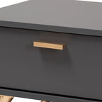 Tavolino da Caffè Moderno in Legno Grigio Scuro e Oro con Cassetto e Ripiano Aperto