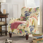 Poltrona singola imbottita Off White con stampa floreale, un posto