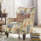Poltrona singola imbottita Off White con stampa floreale, un posto