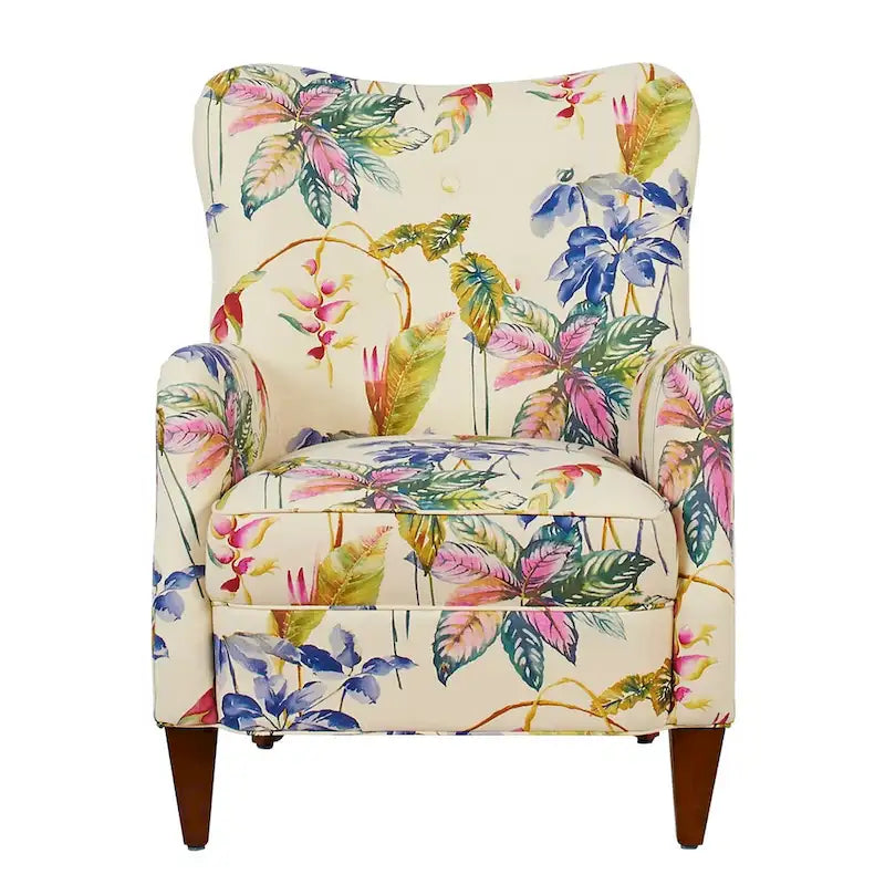 Poltrona singola imbottita Off White con stampa floreale, un posto