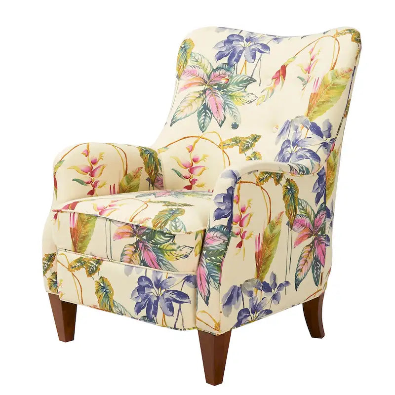 Poltrona singola imbottita Off White con stampa floreale, un posto