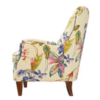 Poltrona singola imbottita Off White con stampa floreale, un posto