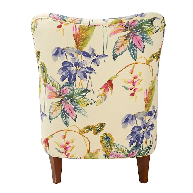 Poltrona singola imbottita Off White con stampa floreale, un posto