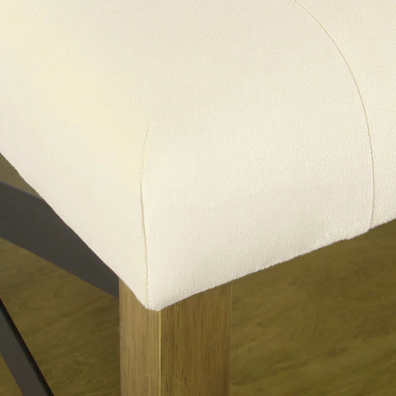 Pouf quadrato contenitore trapuntato in microfibra crema/grigio con ripiano in legno